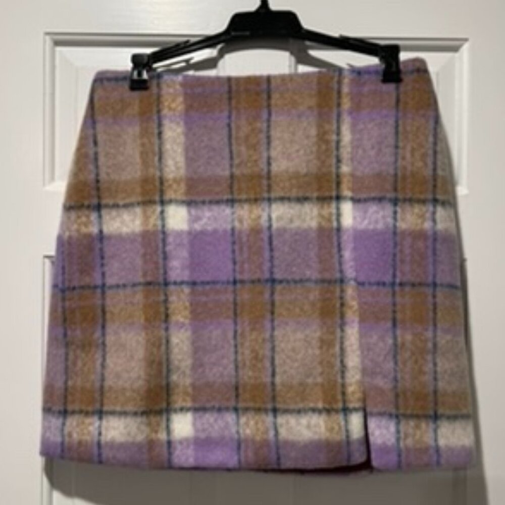 Skies Are Blue Mini Plaid Side Slit Skirt NWT SZ S